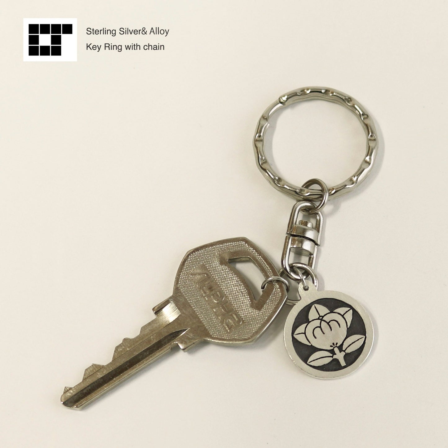 Tachibana in a circle - Silver Key holder - Japanese Clan Crest - Kamon