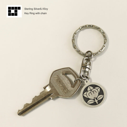 Tachibana in a circle - Silver Key holder - Japanese Clan Crest - Kamon