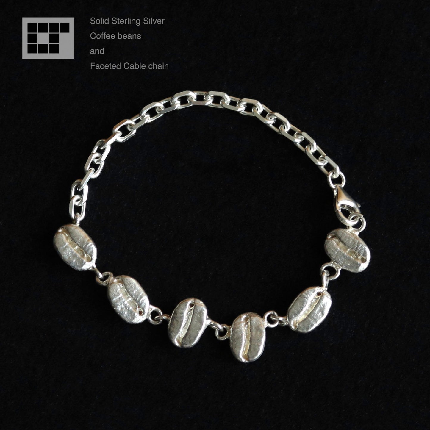 Coffee beans Sterling Silver Bracelet