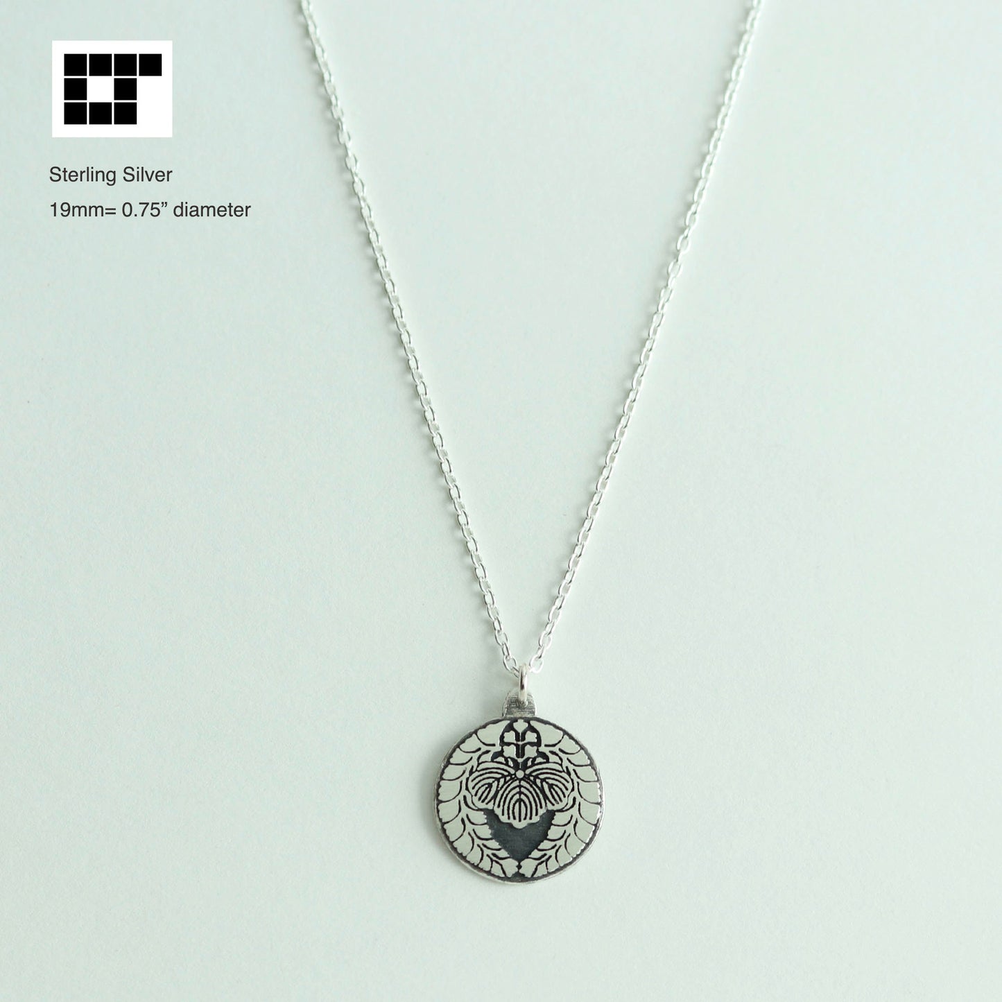 Weeping wisteria and paulownia - Kamon Necklace - Japanese Clan Crest