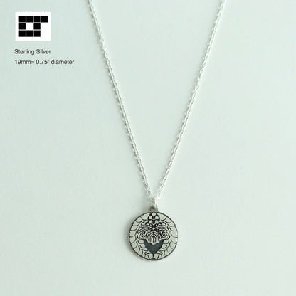 Weeping wisteria and paulownia - Kamon Necklace - Japanese Clan Crest