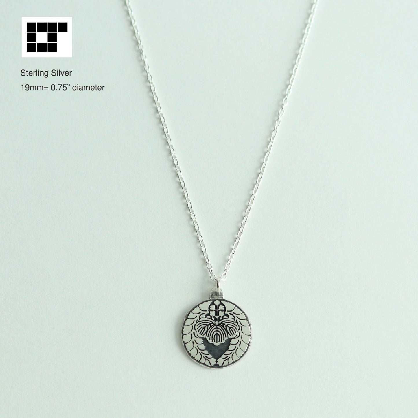 Weeping wisteria and paulownia - Kamon Necklace - Japanese Clan Crest