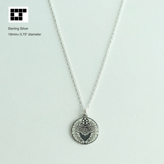 Weeping wisteria and paulownia - Kamon Necklace - Japanese Clan Crest