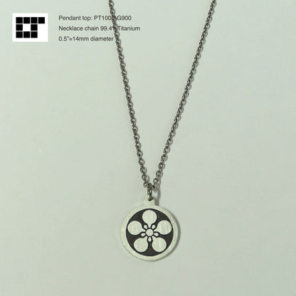 1/2"=13mm Pendant - Kaga Umebachi in a circle - 丸に加賀梅鉢