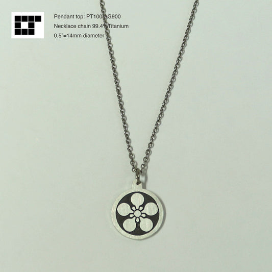 1/2"=13mm Pendant - Kaga Umebachi in a circle - 丸に加賀梅鉢