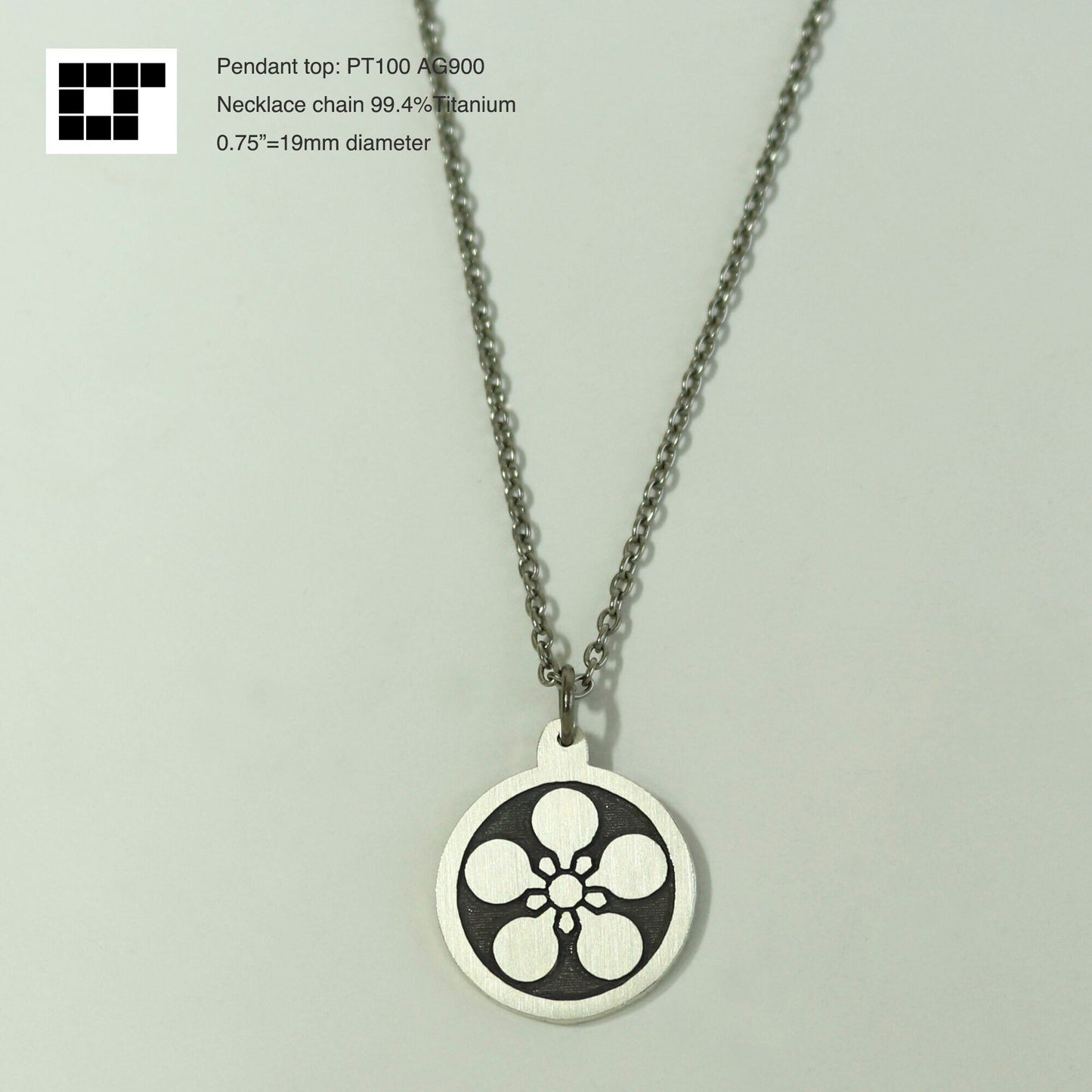 Pendant - Kaga Umebahchi in a circle - Kamon Necklace - 丸に加賀梅林