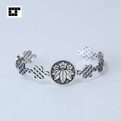 Bangle / Sasarindo in a circle / Kamon / Japanese Mon / Sterling Silver