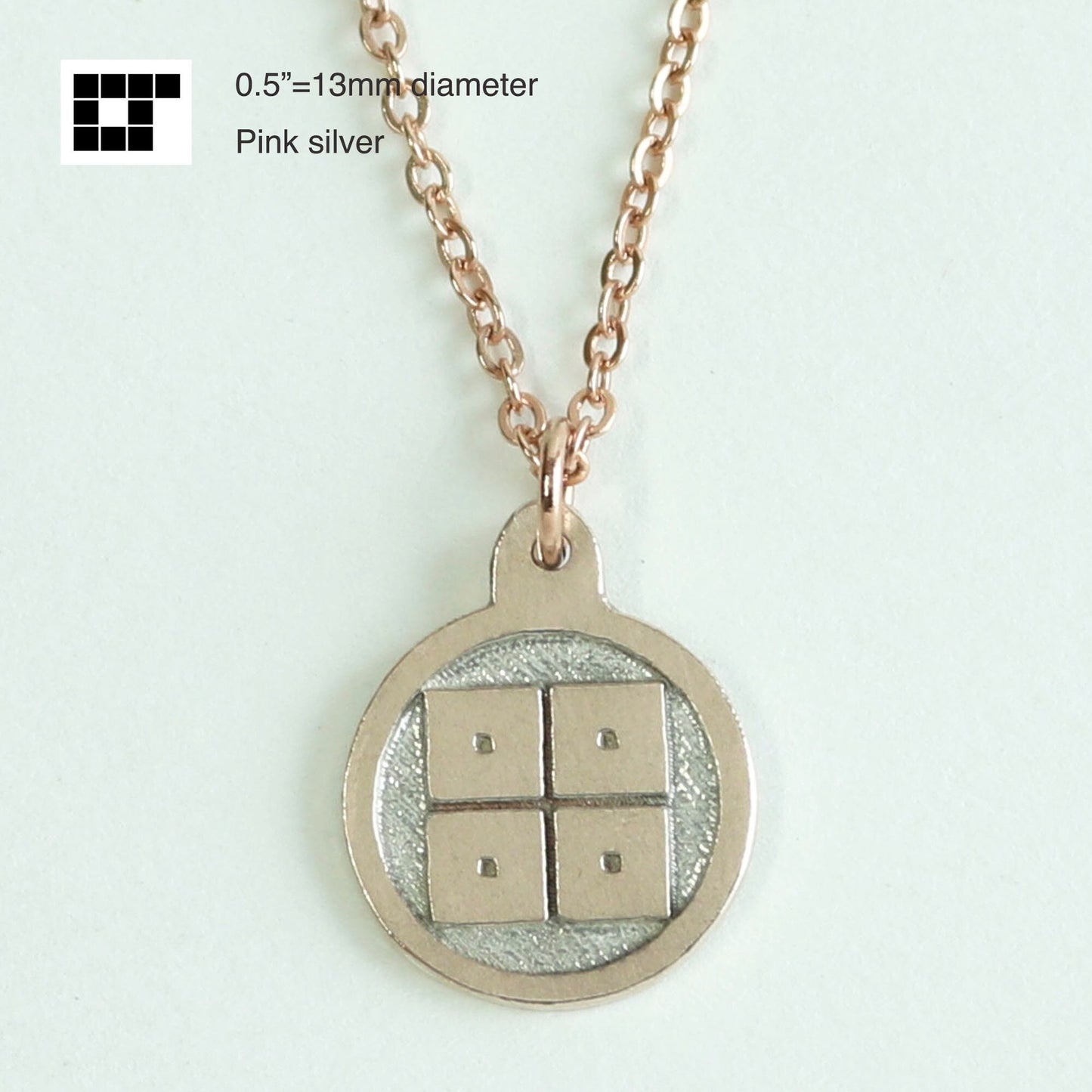 1/2"=13mm Pendant - Hira-Yotsume in a circle - 丸に平四つ目