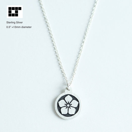 1/2"=13mm Pendant - Kikyo in a circle - Bellflower in a circle - 丸に桔梗