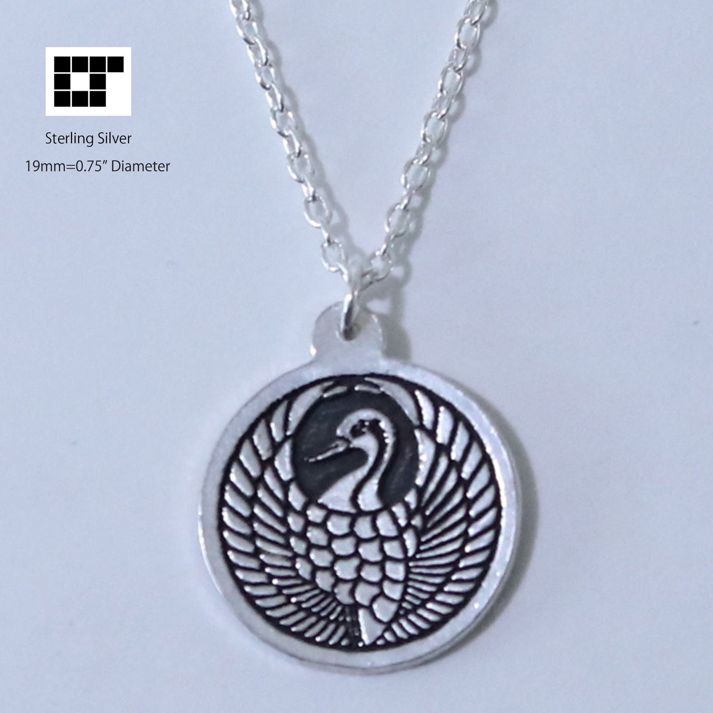 Pendant - Crane in a circle - Japanese Kamon Pendant