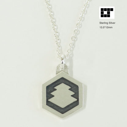 1/2"=13mm Pendant - Ogasawara mon in hexagon - Three story Logenzes in Hexagon