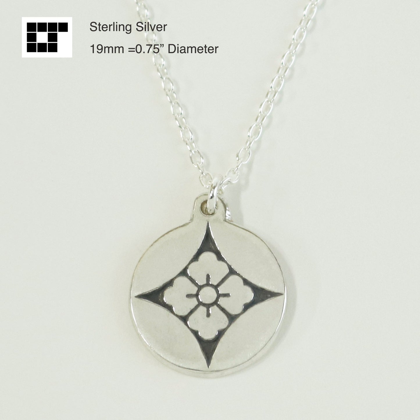 Japanese Kamon Pendant- SHIPPO Ni Hanabishi