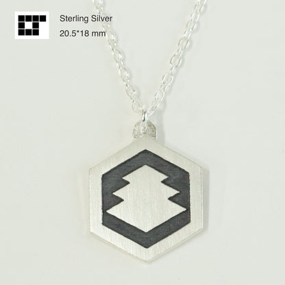 Ogasawara mon in Hexagon - Kamon Necklace - Japanese Clan Crest