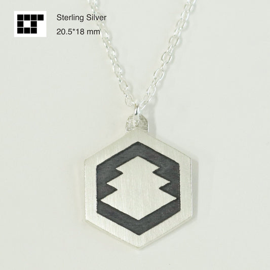 Ogasawara mon in Hexagon - Kamon Necklace - Japanese Clan Crest