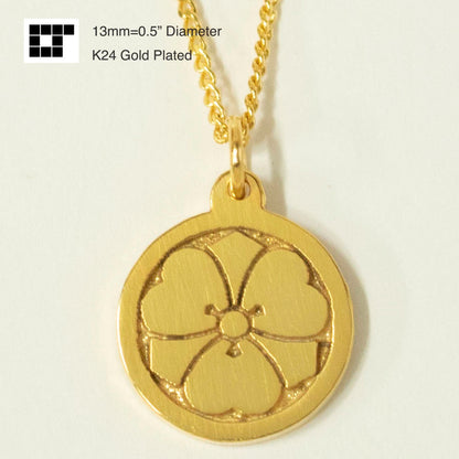 1/2"=13mm Pendant - Ken-katabami in a circle - 丸に剣片喰