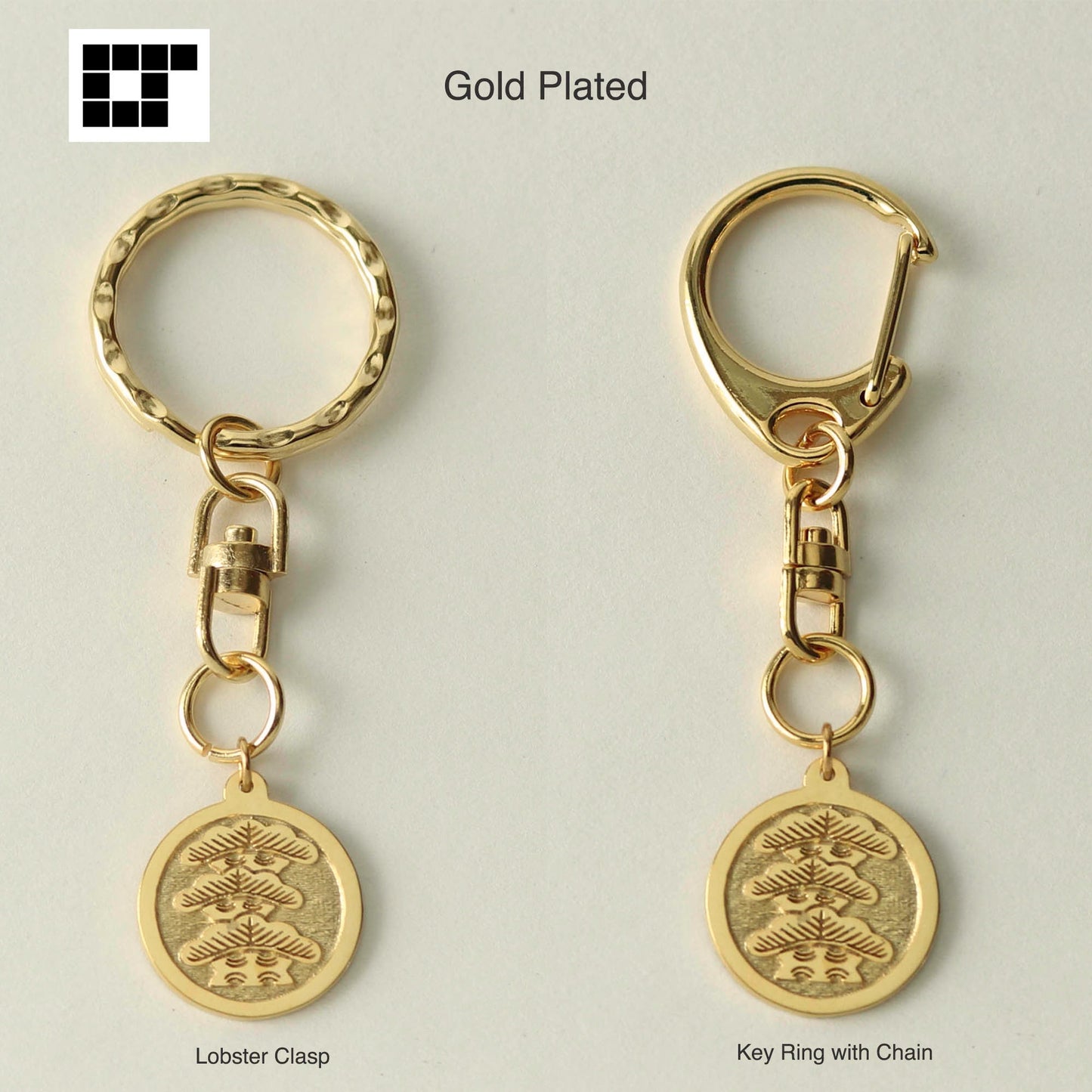 Key chain - Left tilted Three story pine tree in a circle - Maruni Hidari Sankaimatsu 丸に左三階松