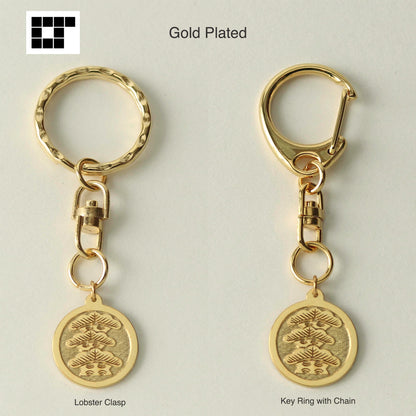 Key chain - Left tilted Three story pine tree in a circle - Maruni Hidari Sankaimatsu 丸に左三階松