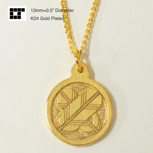 1/2"=13mm Pendant - Crossing hawk feathers in a circle - 丸に違い鷹の羽