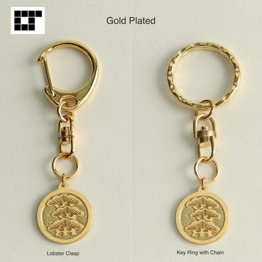 Key chain - Right tilted Three story pine tree in a circle - Maruni Migi Sankaimatsu - 丸に右三階松