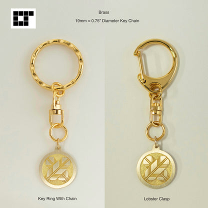 Key chain - Crossing Hawk Feathers in a circle -  Maruni Chigai Takanoha - 丸に違い鷹の羽