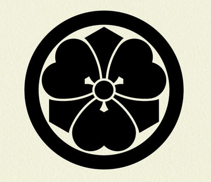 1" = 25 mm Pendant - Kenkatabami in a circle - wood sorrel and sword in a circle - Kamon Pendant - Japanese Family Crest