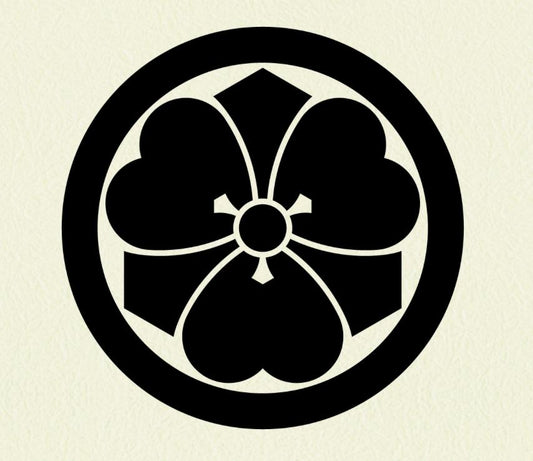 1" = 25 mm Pendant - Kenkatabami in a circle - wood sorrel and sword in a circle - Kamon Pendant - Japanese Family Crest
