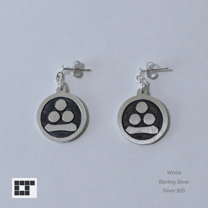 Kamon Earrings - Watanabe star in a circle - Maru ni Watanabehoshi -丸に渡辺星